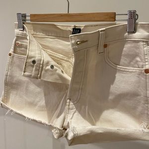 cream denim shorts